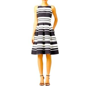 Kate Spade Women's Cape Stripe Cocktail Dress Black White Stripe Size 8